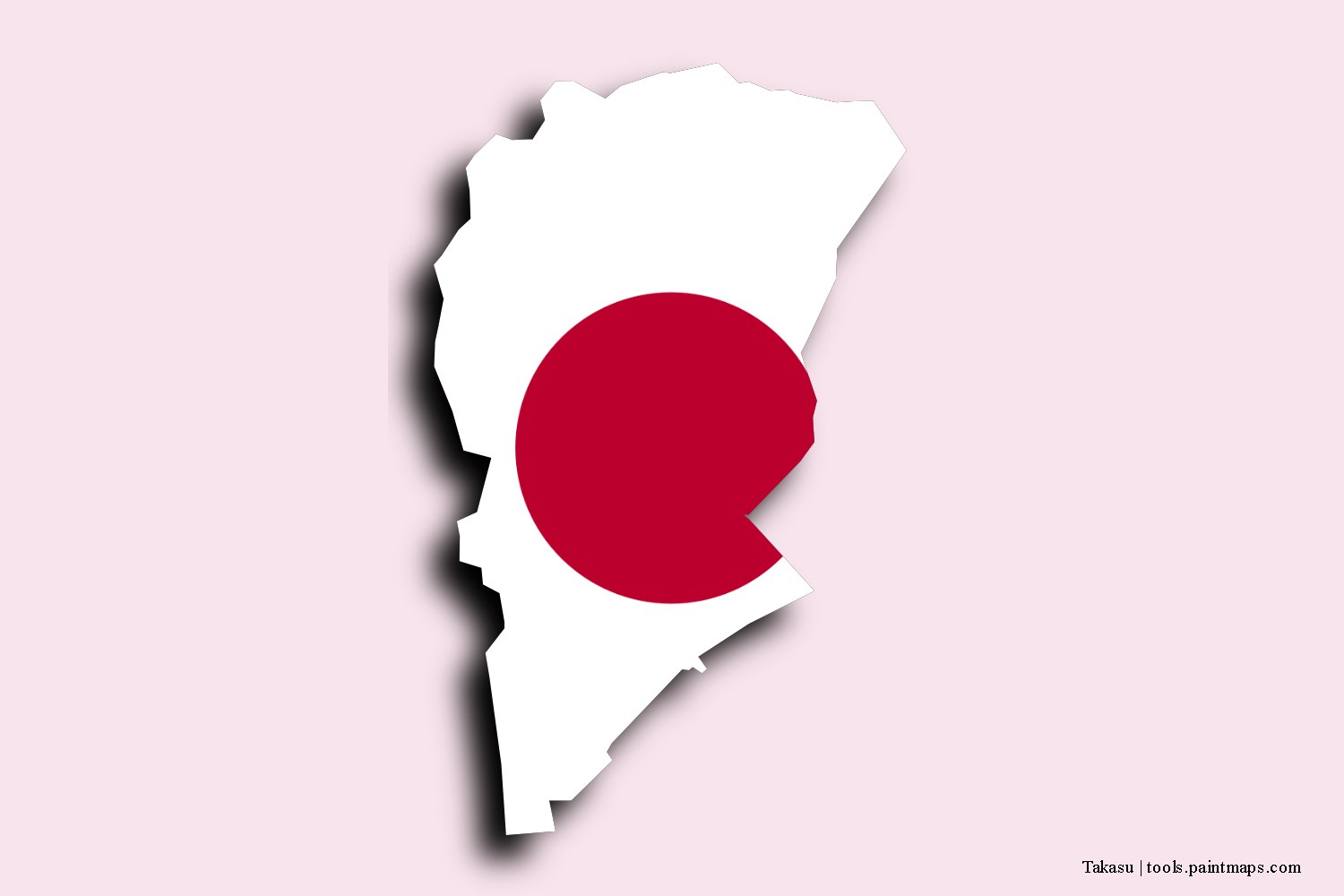 flag map of Takasu with 3D shadow effect