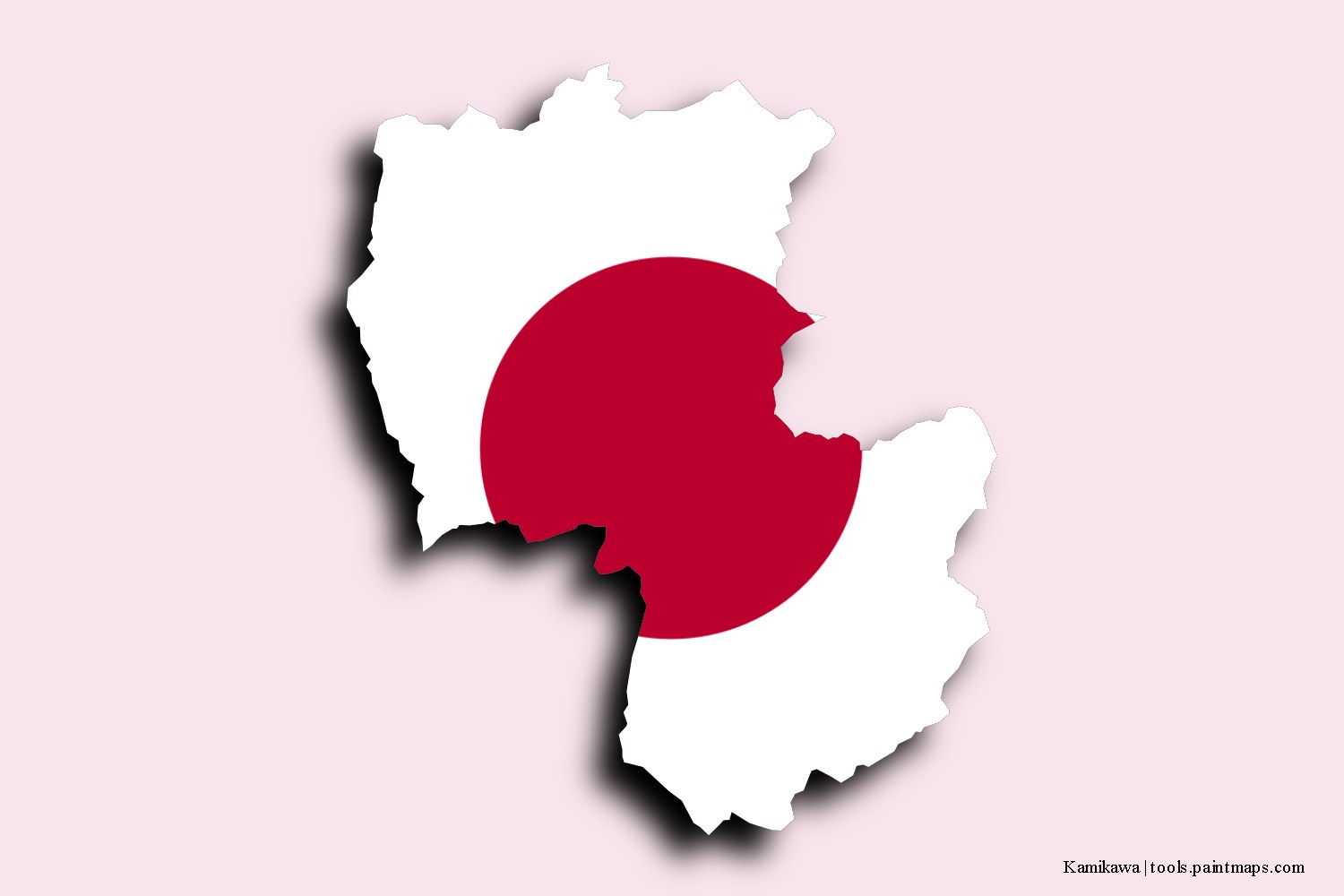 flag map of Kamikawa with 3D shadow effect