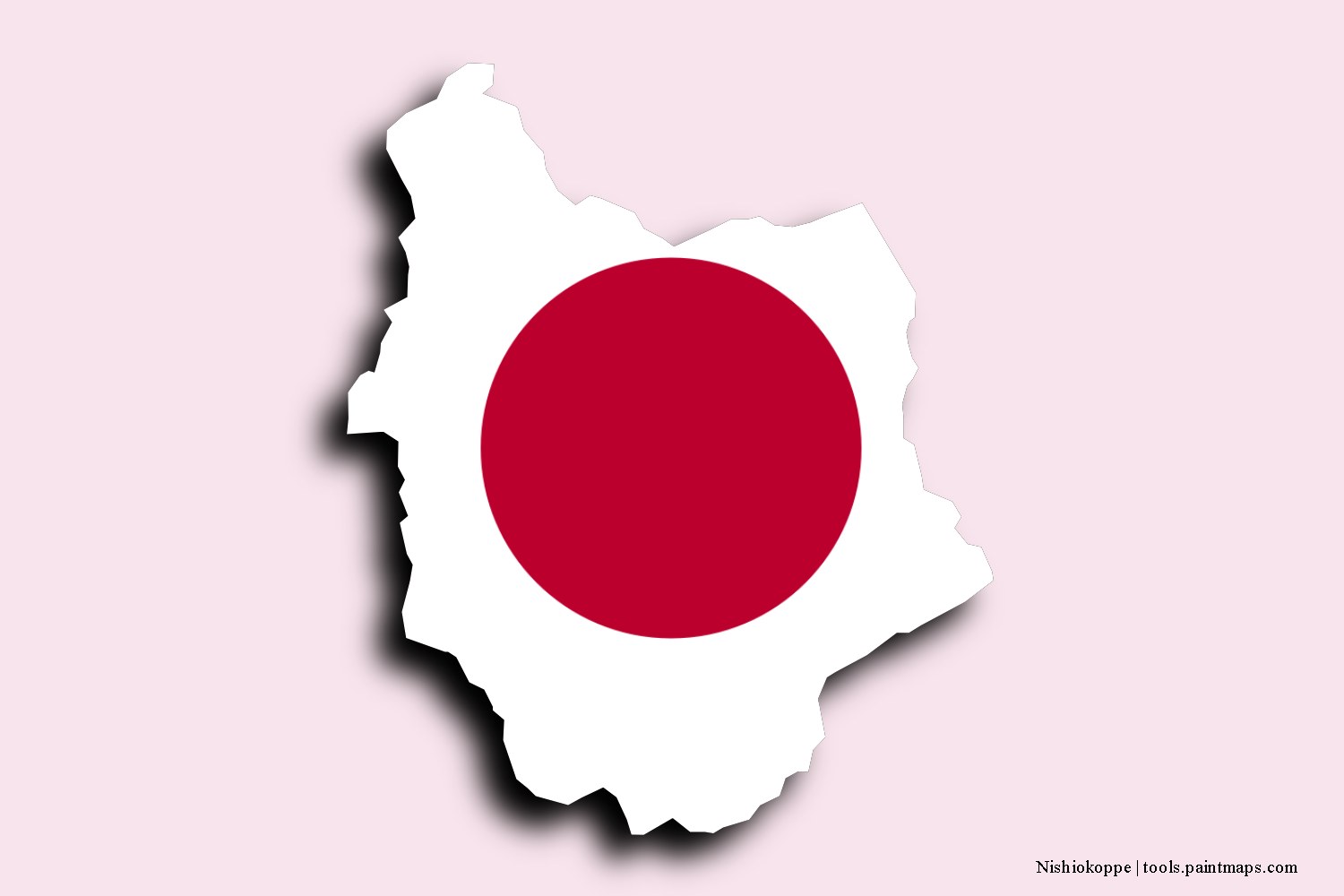 flag map of Nishiokoppe with 3D shadow effect