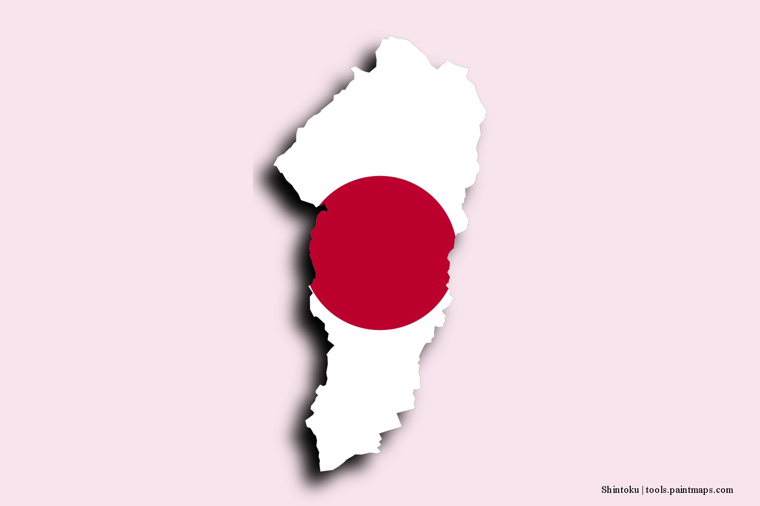 flag map of Shintoku with 3D shadow effect