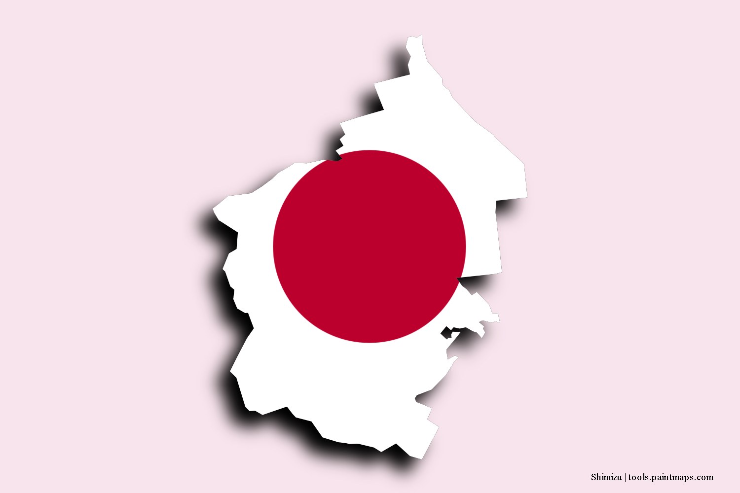 flag map of Shimizu with 3D shadow effect