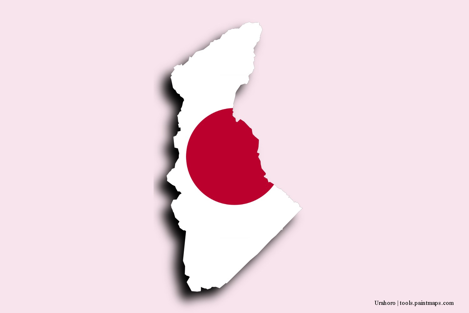 flag map of Urahoro with 3D shadow effect