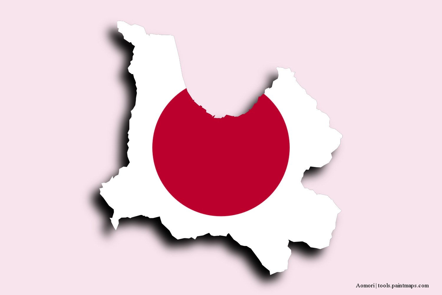 flag map of Aomori with 3D shadow effect