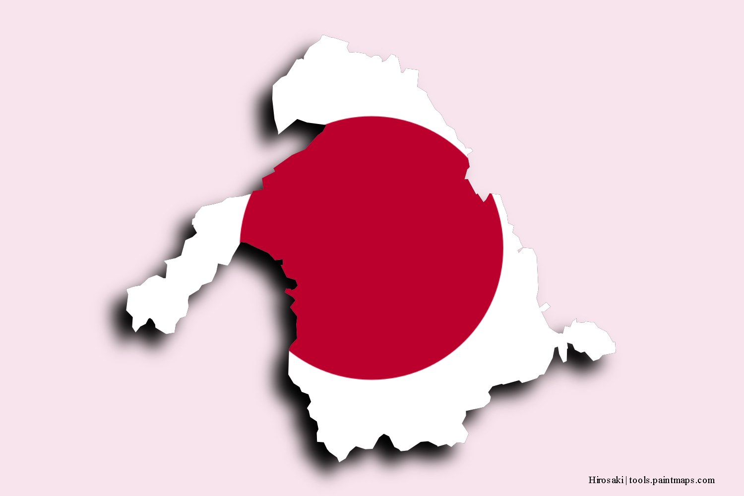 flag map of Hirosaki with 3D shadow effect