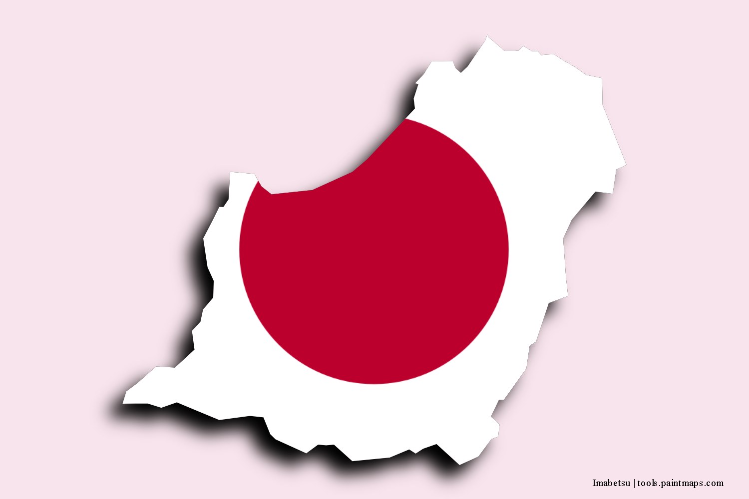 flag map of Imabetsu with 3D shadow effect