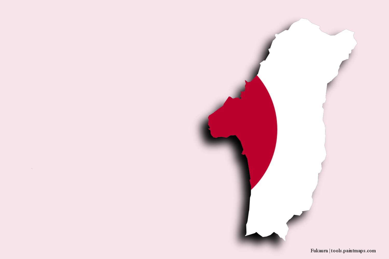 flag map of Fukaura with 3D shadow effect