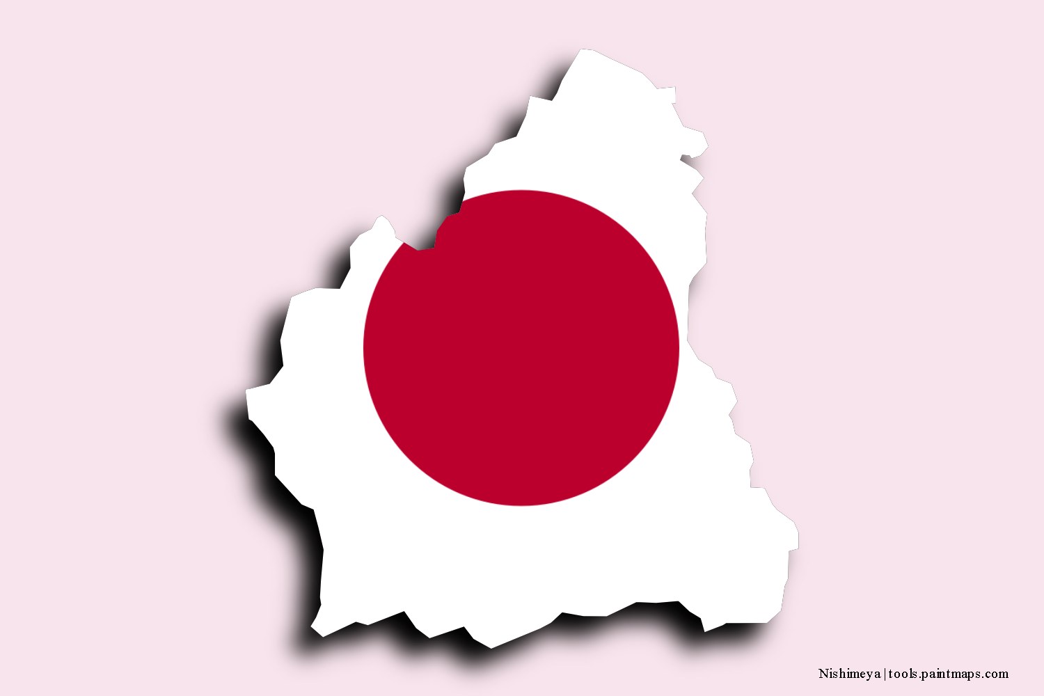 flag map of Nishimeya with 3D shadow effect