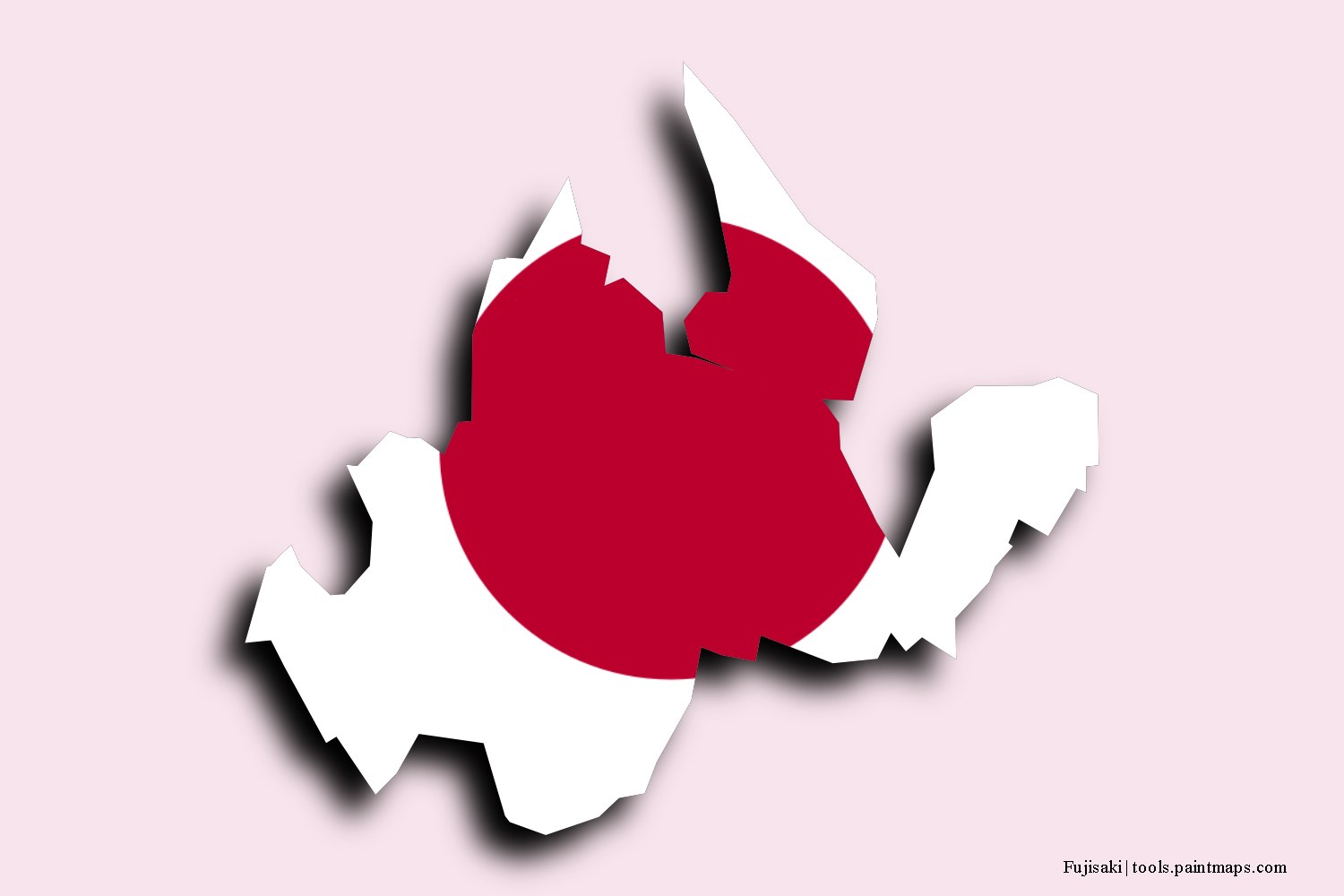 Mapa de la bandera de Fujisaki con efecto de sombra 3D