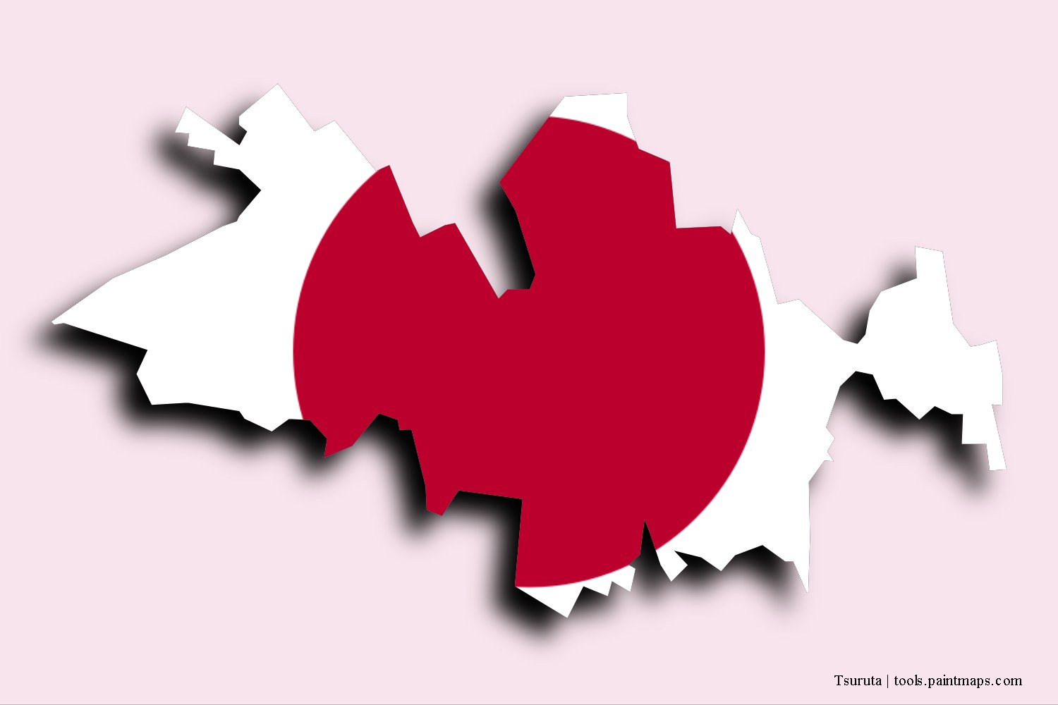 flag map of Tsuruta with 3D shadow effect