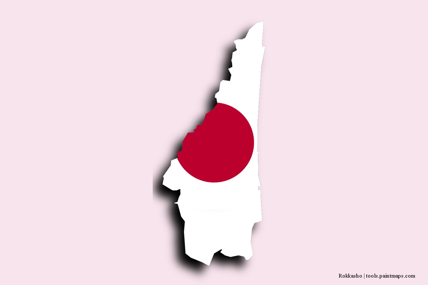 flag map of Rokkasho with 3D shadow effect