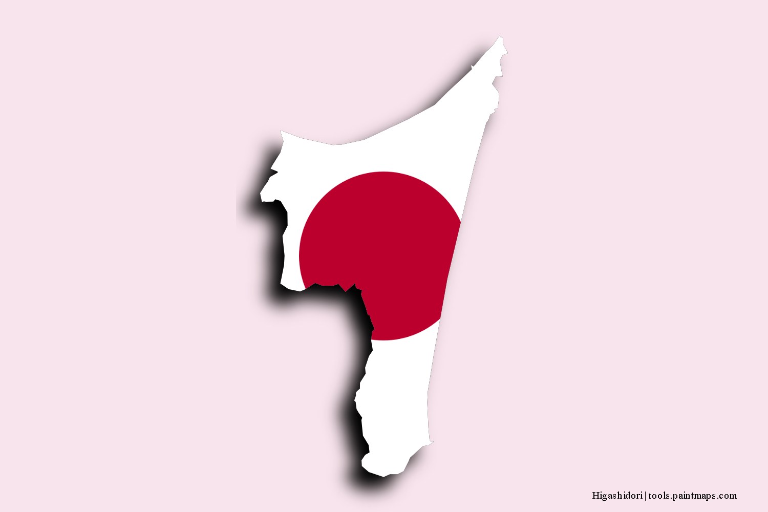 flag map of Higashidori with 3D shadow effect