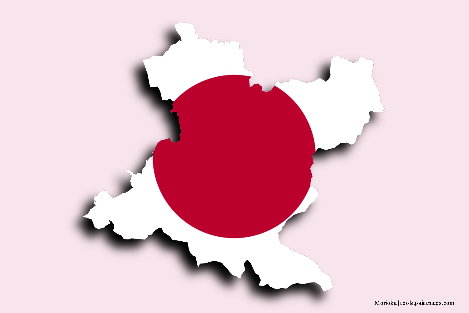 Mapa de la bandera de Morioka con efecto de sombra 3D