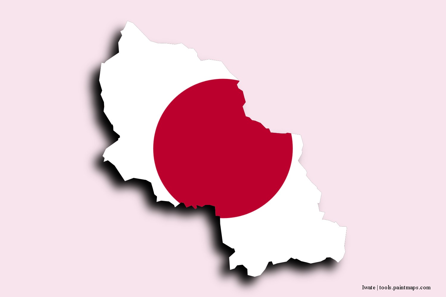 flag map of Iwate with 3D shadow effect