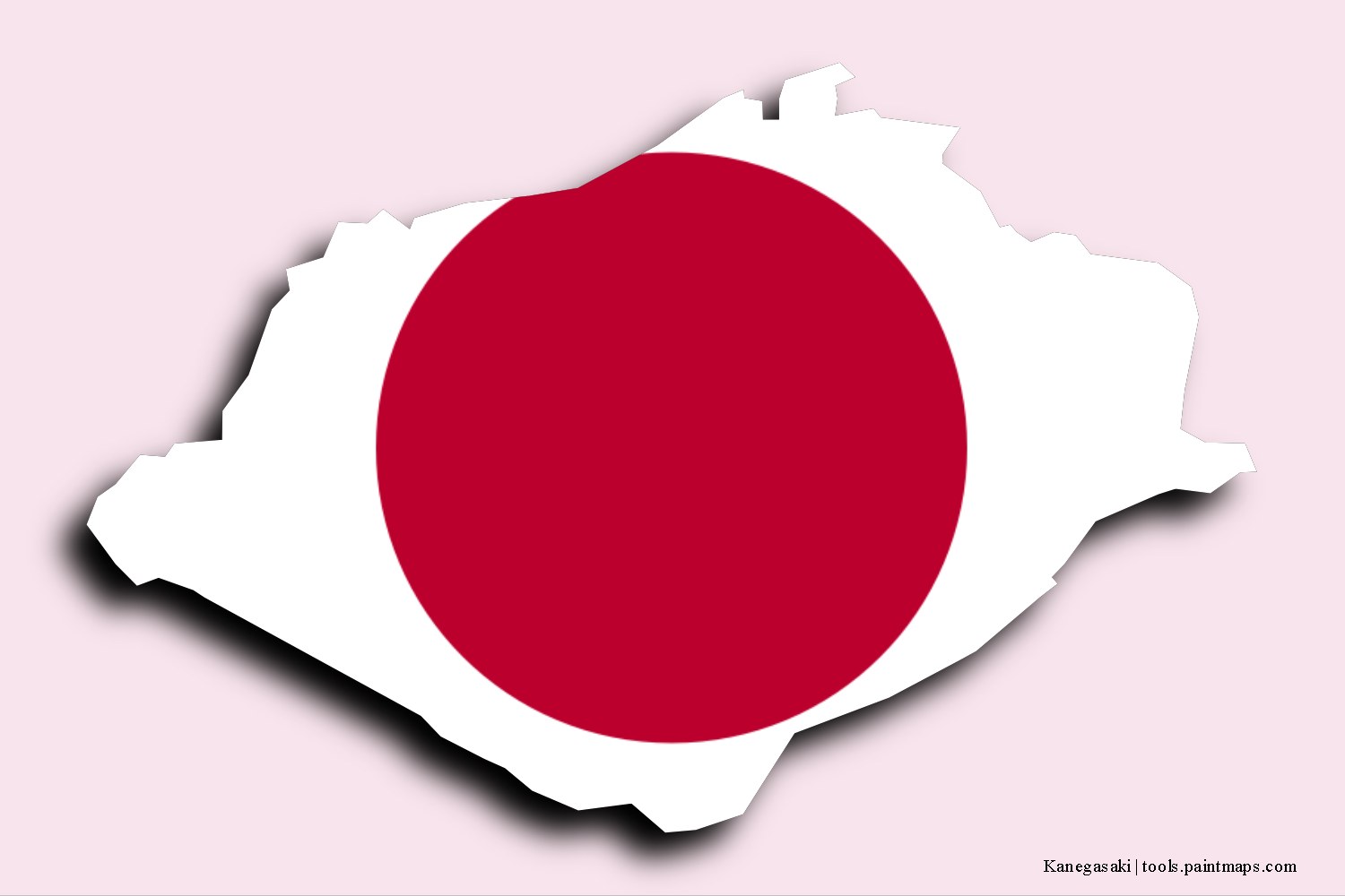 flag map of Kanegasaki with 3D shadow effect