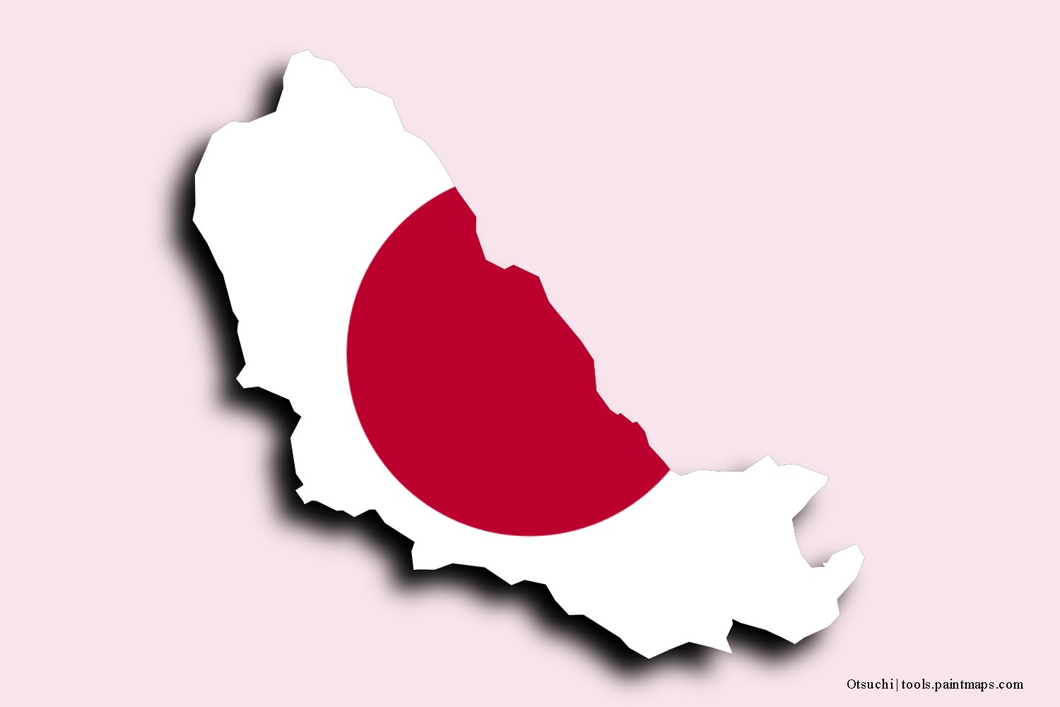 flag map of Otsuchi with 3D shadow effect