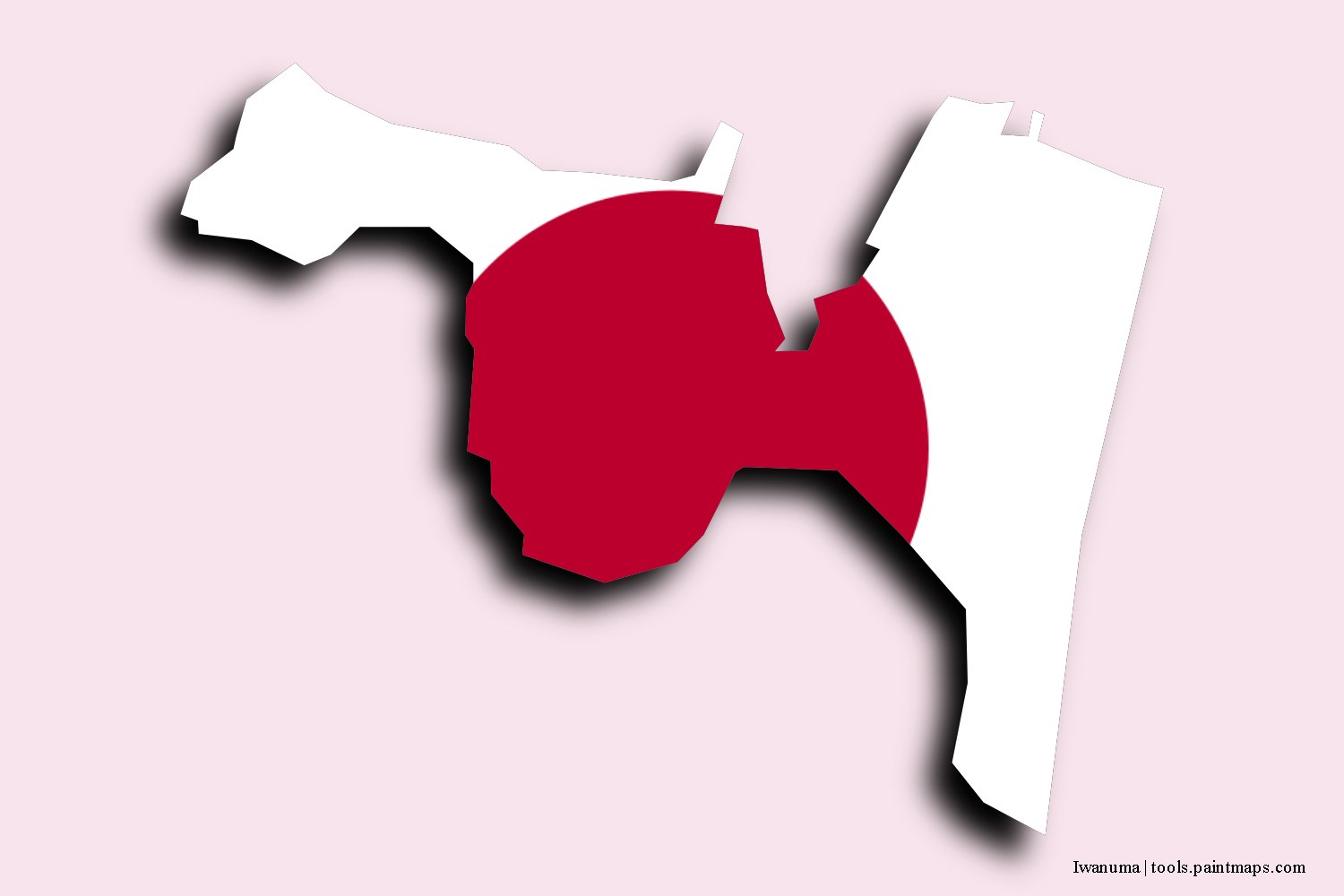 flag map of Iwanuma with 3D shadow effect