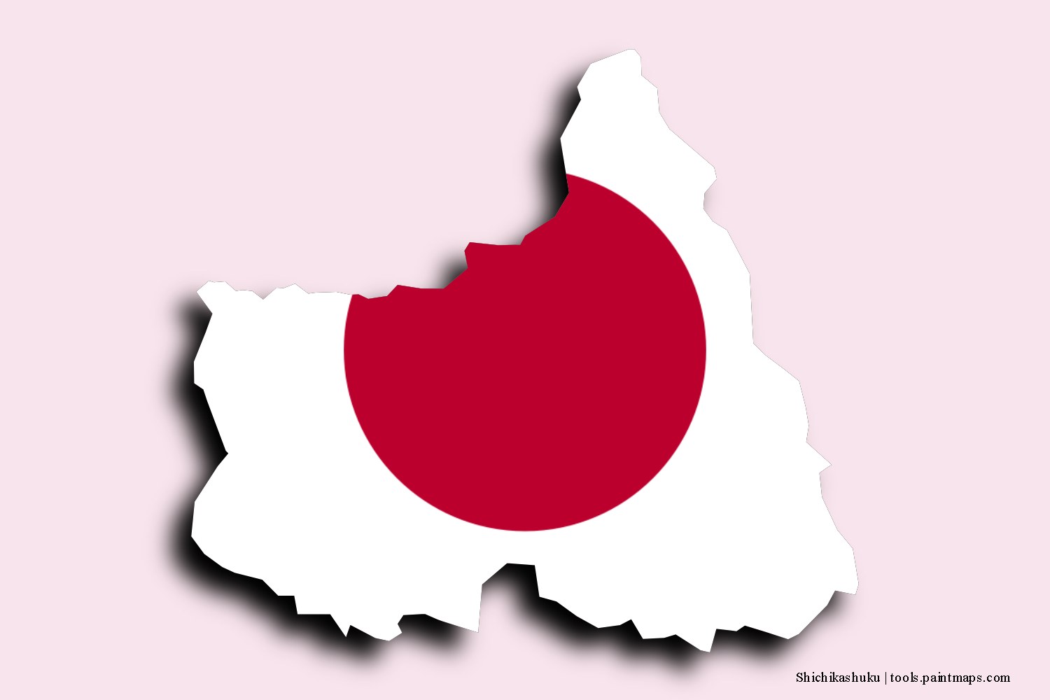 flag map of Shichikashuku with 3D shadow effect