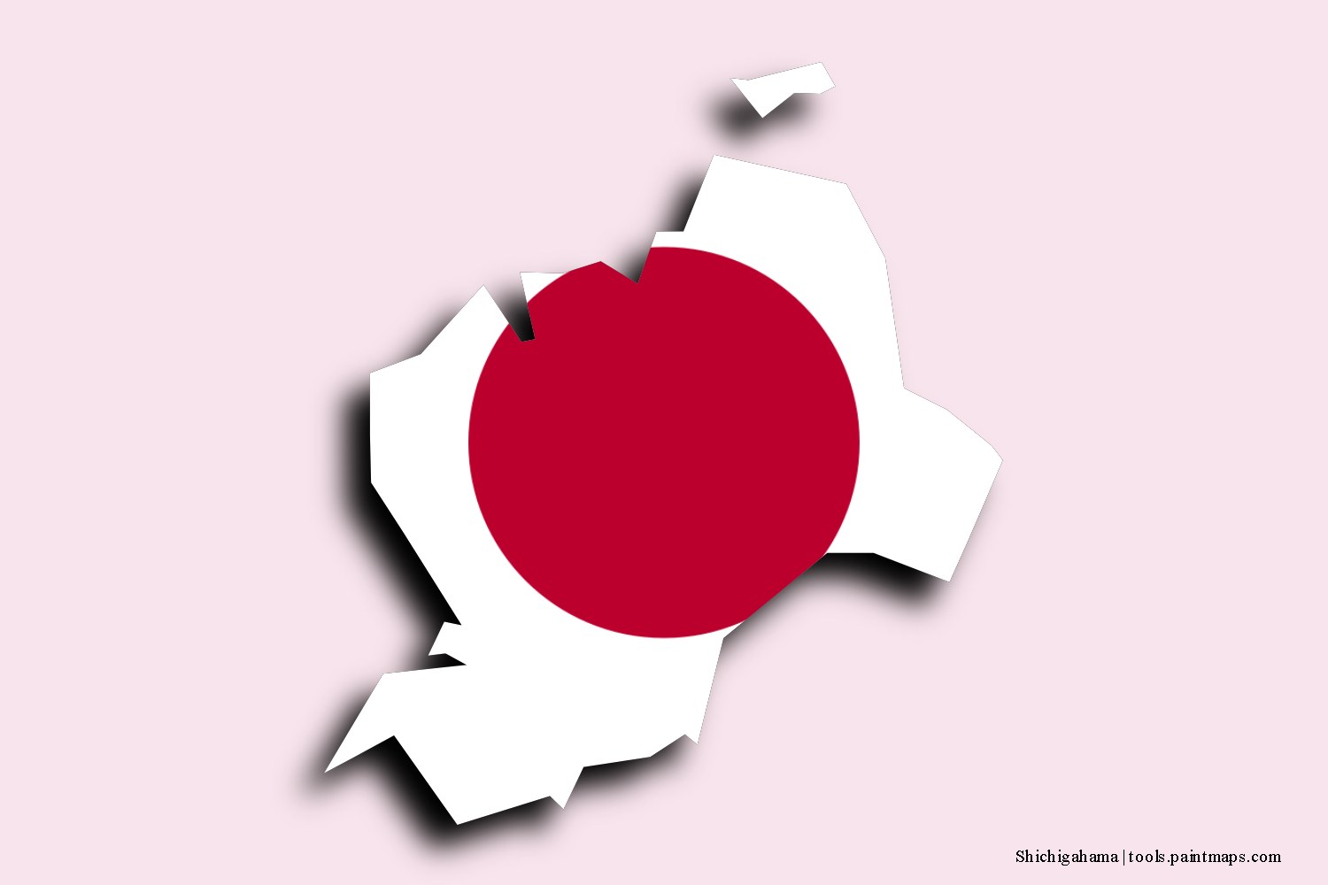 flag map of Shichigahama with 3D shadow effect