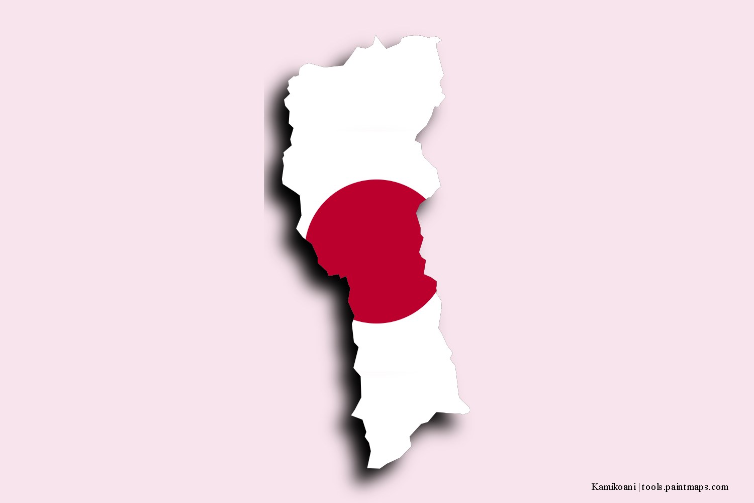 flag map of Kamikoani with 3D shadow effect