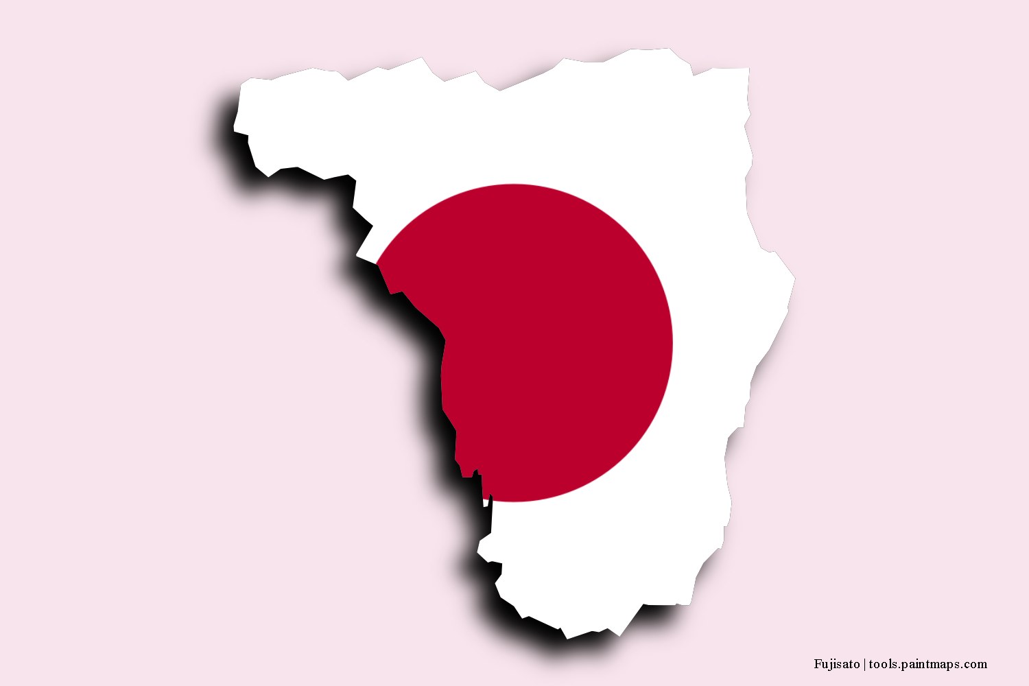 flag map of Fujisato with 3D shadow effect