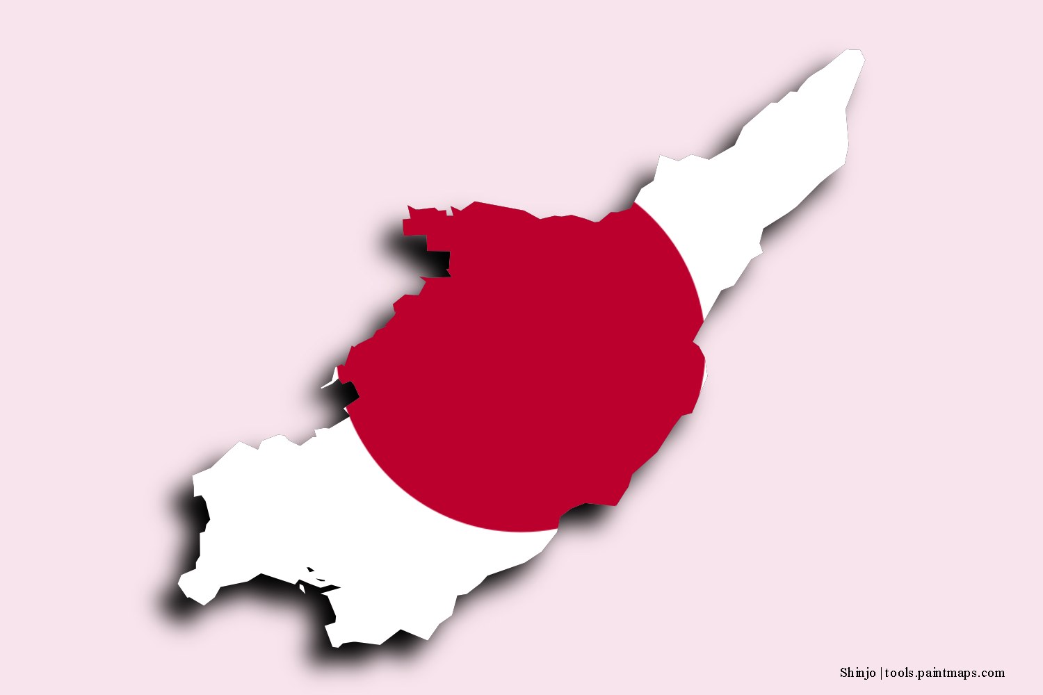 flag map of Shinjo with 3D shadow effect