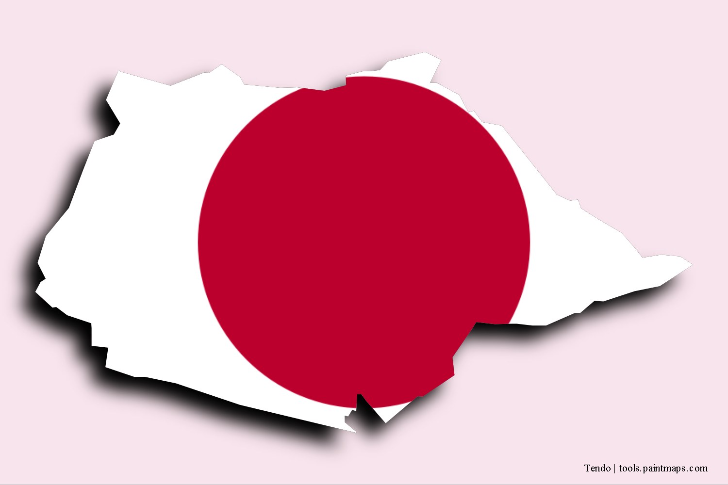 flag map of Tendo with 3D shadow effect