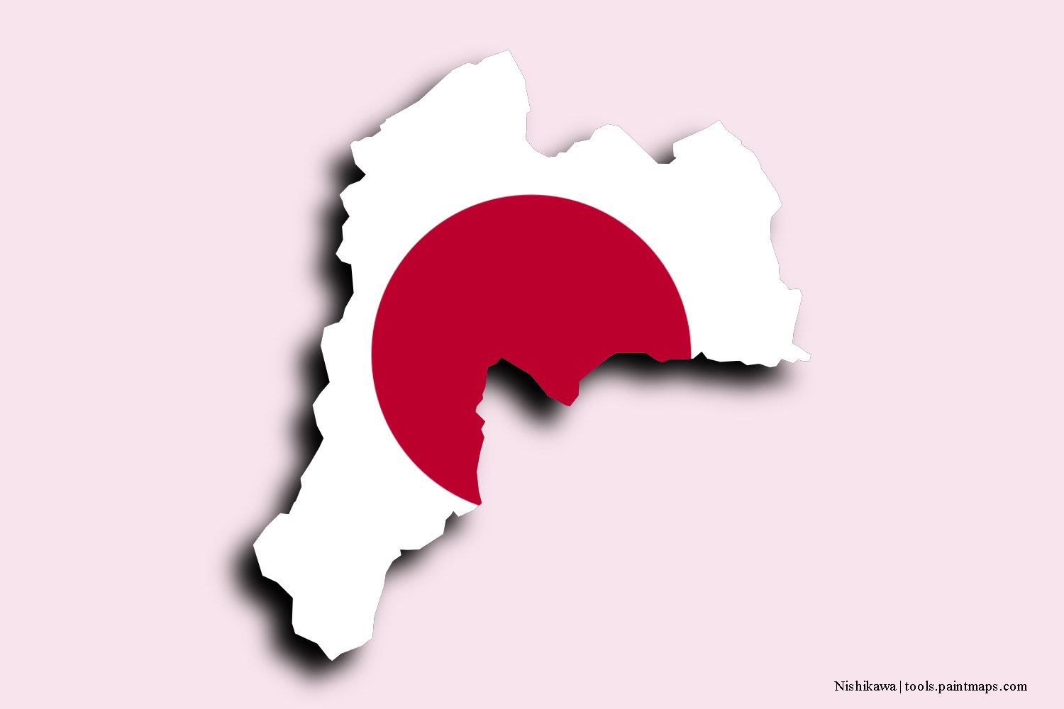 flag map of Nishikawa with 3D shadow effect