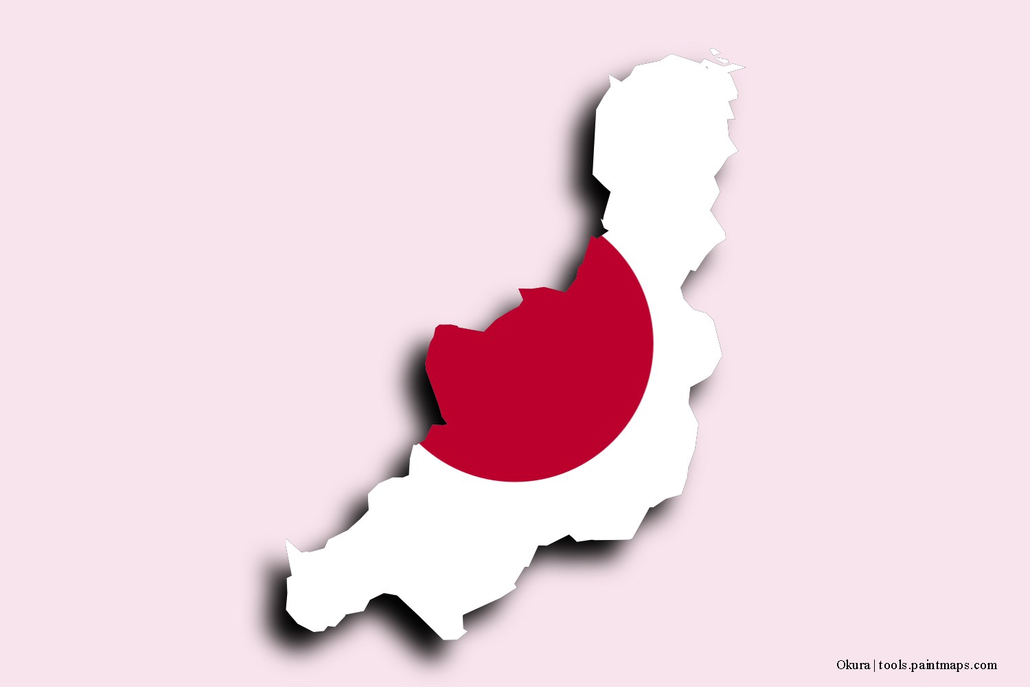 flag map of Okura with 3D shadow effect