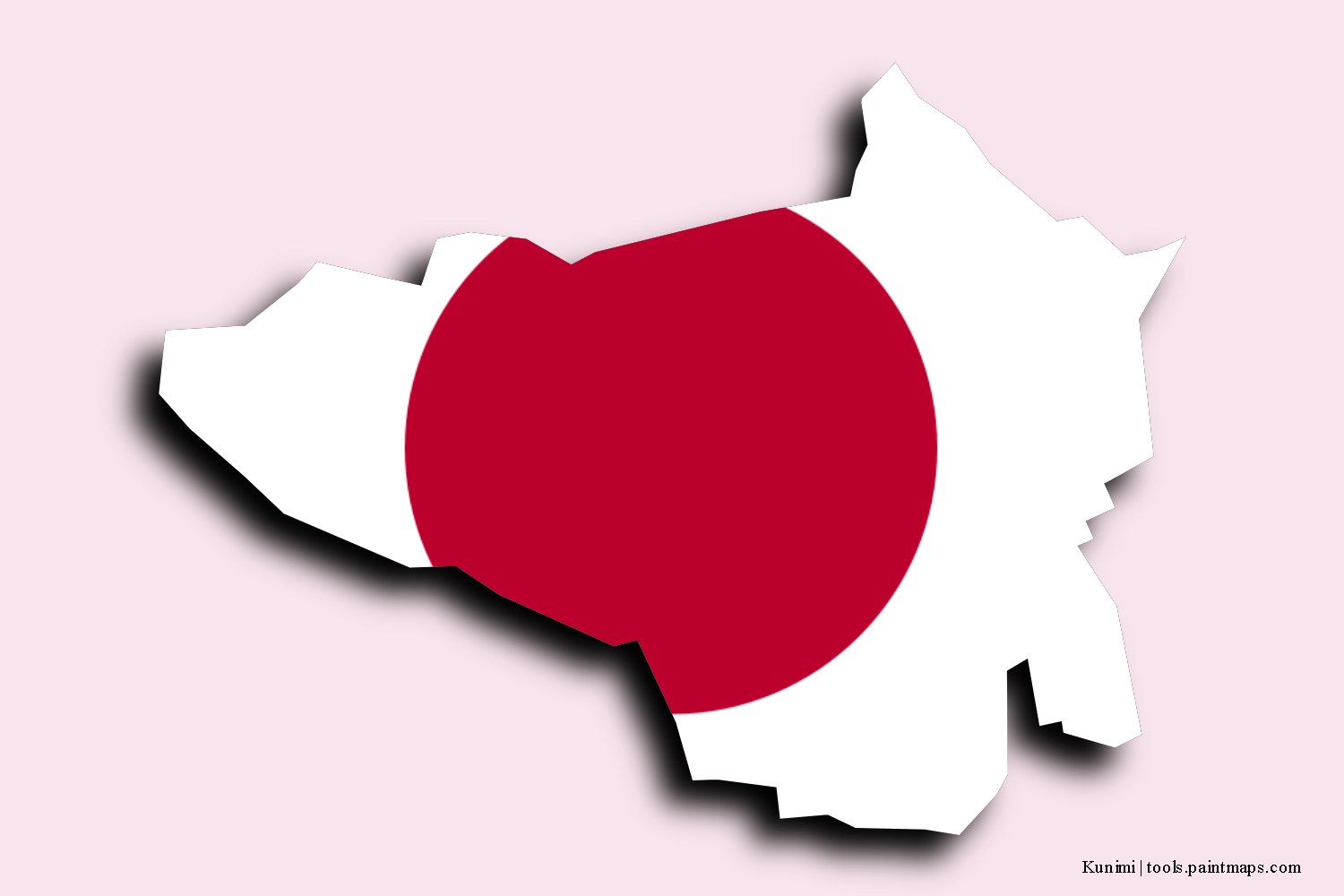 flag map of Kunimi with 3D shadow effect