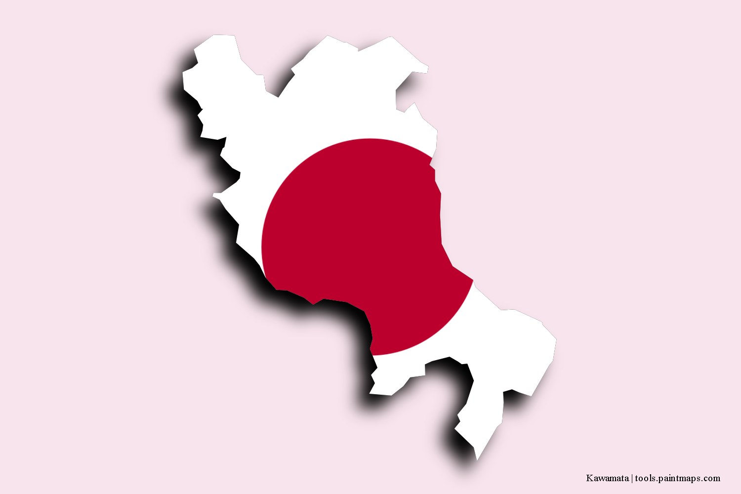 flag map of Kawamata with 3D shadow effect