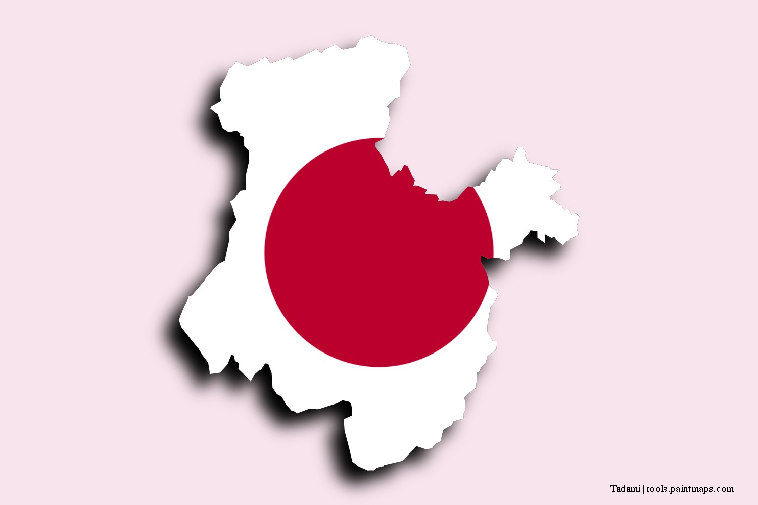 flag map of Tadami with 3D shadow effect