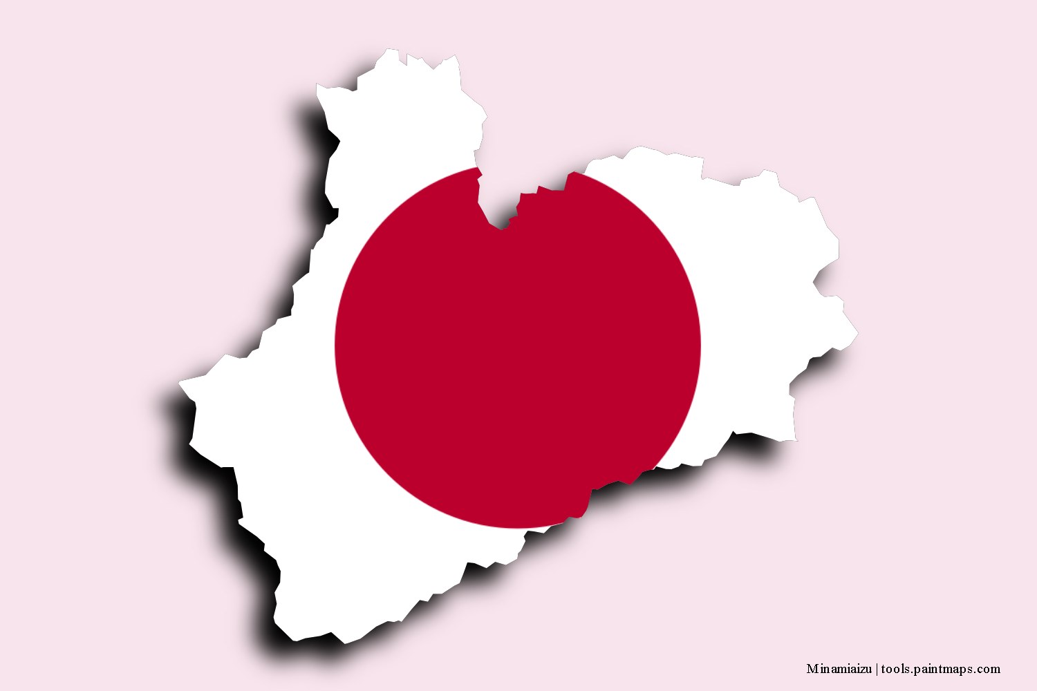 flag map of Minamiaizu with 3D shadow effect