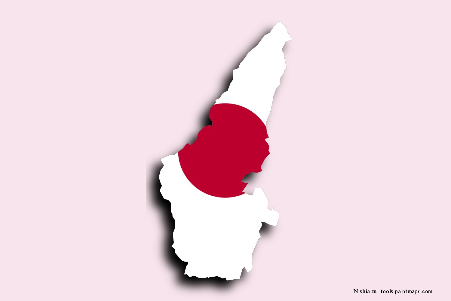 flag map of Nishiaizu with 3D shadow effect