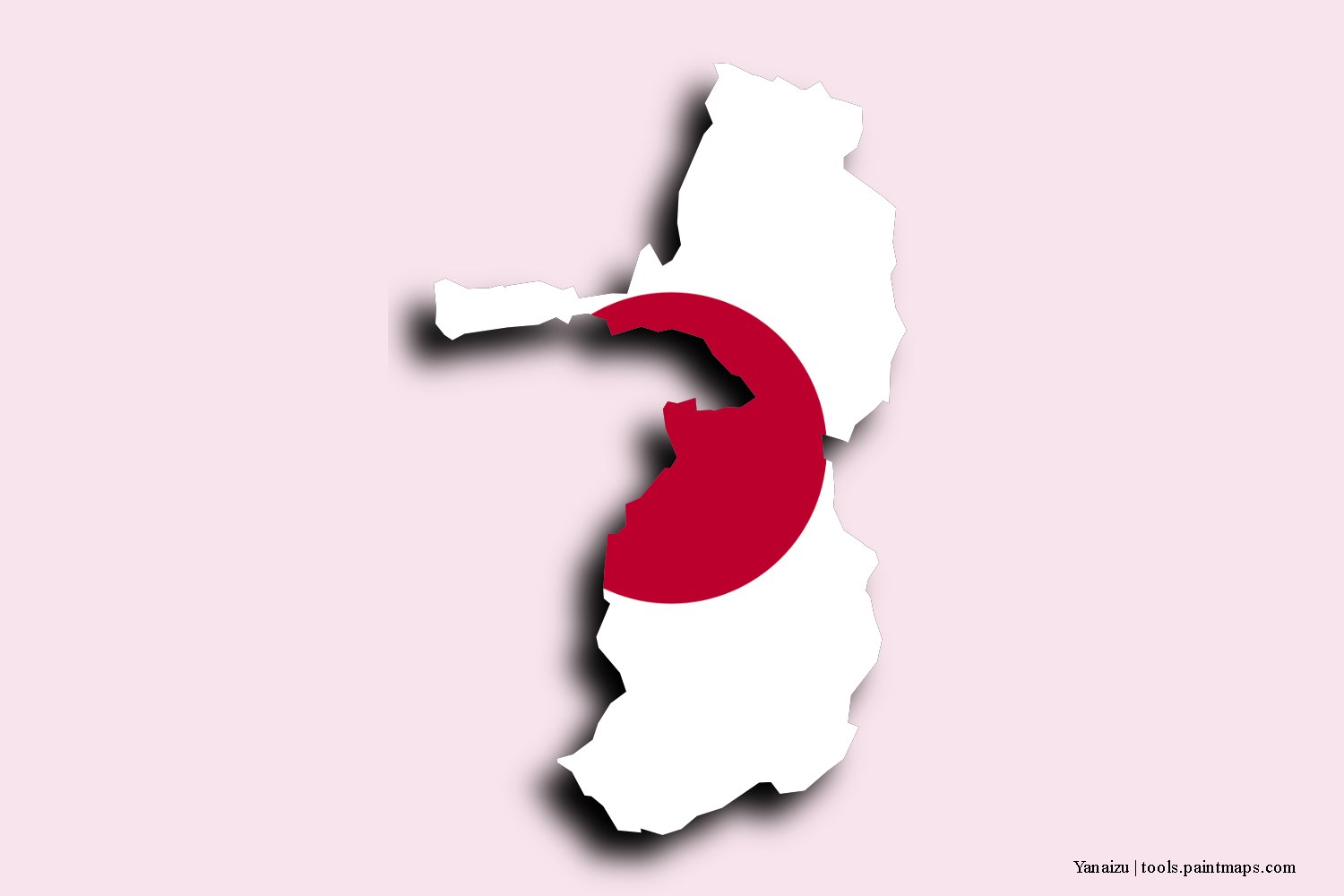 flag map of Yanaizu with 3D shadow effect