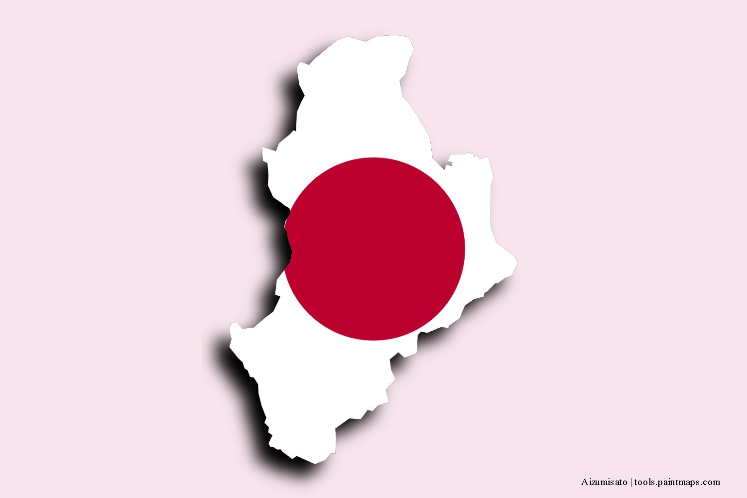 flag map of Aizumisato with 3D shadow effect