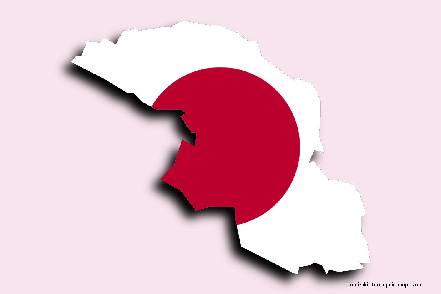 flag map of Izumizaki with 3D shadow effect