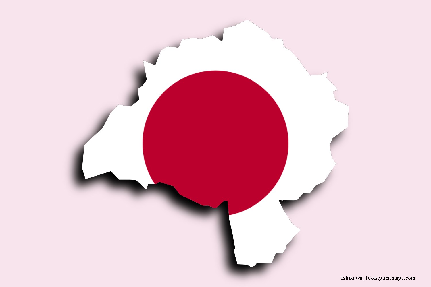 flag map of Ishikawa with 3D shadow effect