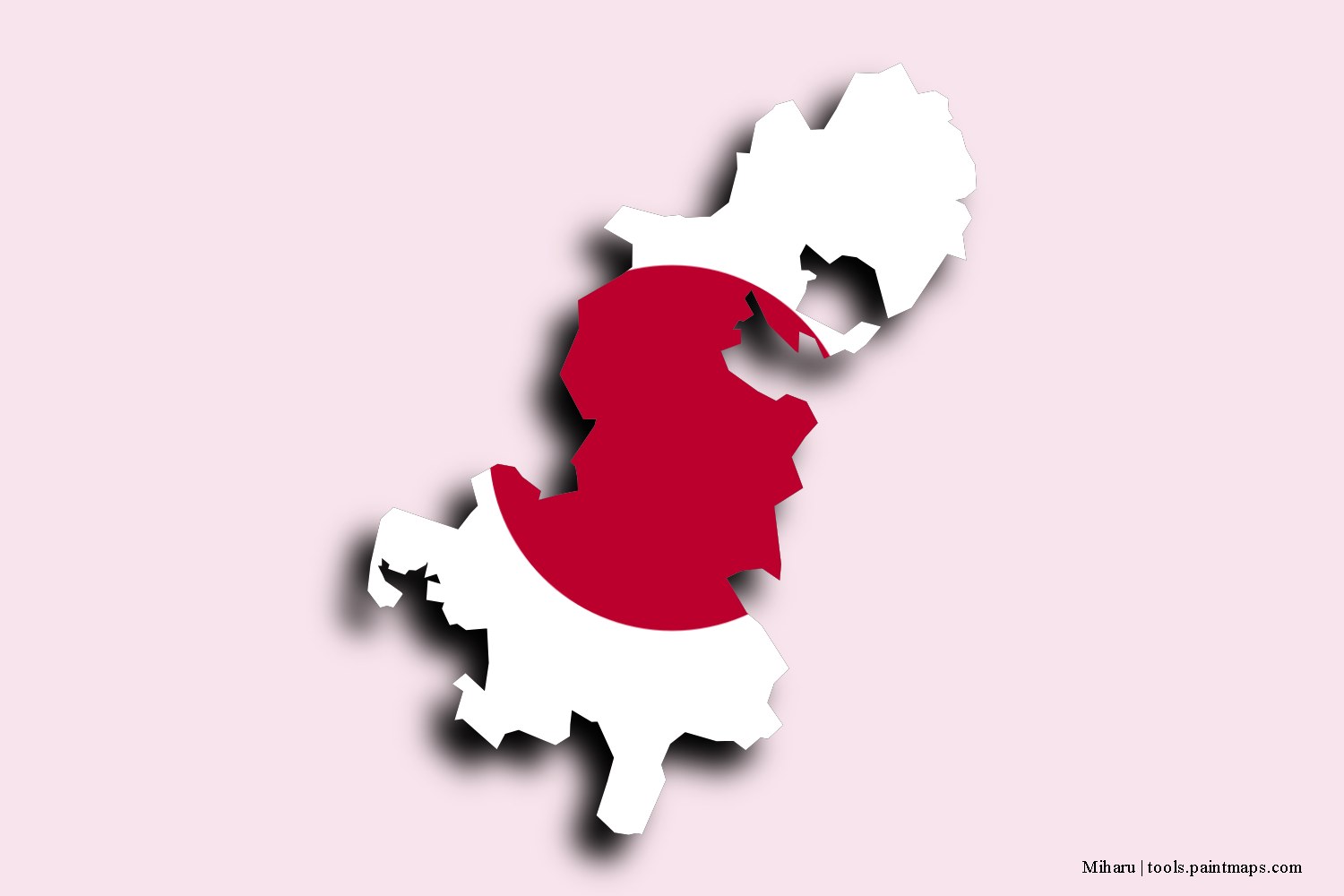 flag map of Miharu with 3D shadow effect