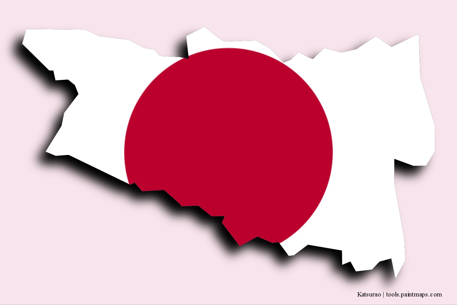 flag map of Katsurao with 3D shadow effect