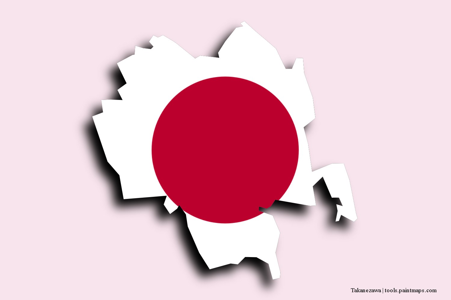 flag map of Takanezawa with 3D shadow effect