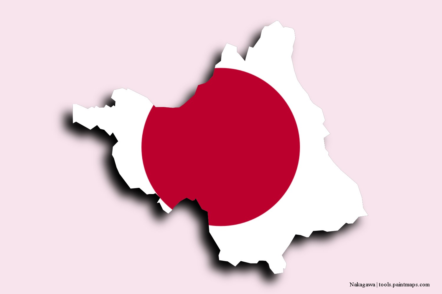 flag map of Nakagawa with 3D shadow effect