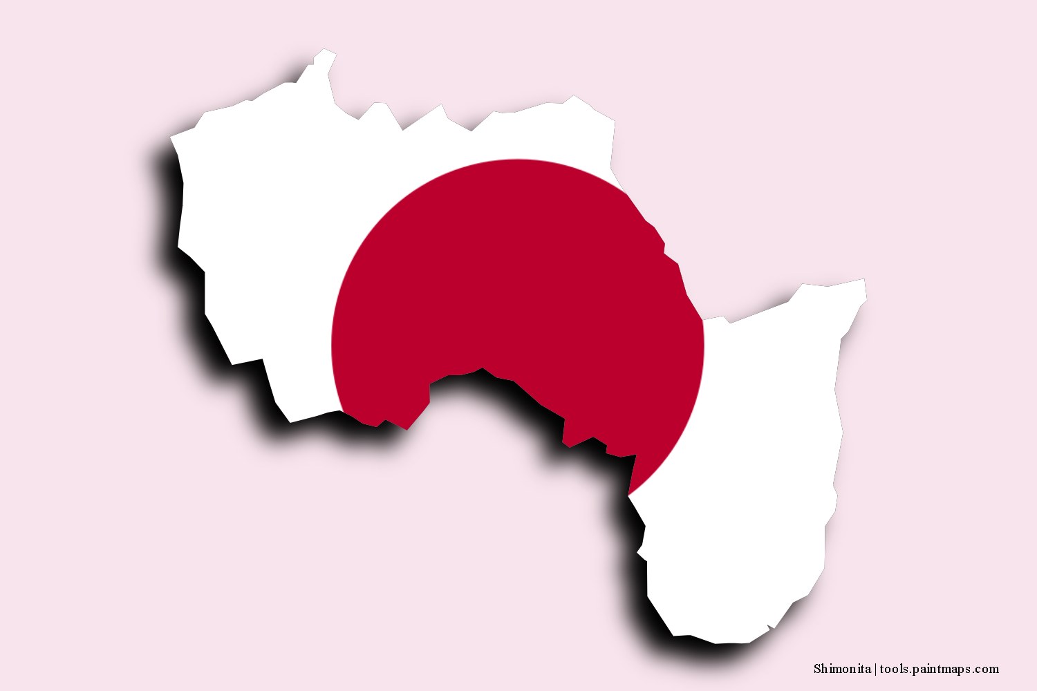 flag map of Shimonita with 3D shadow effect