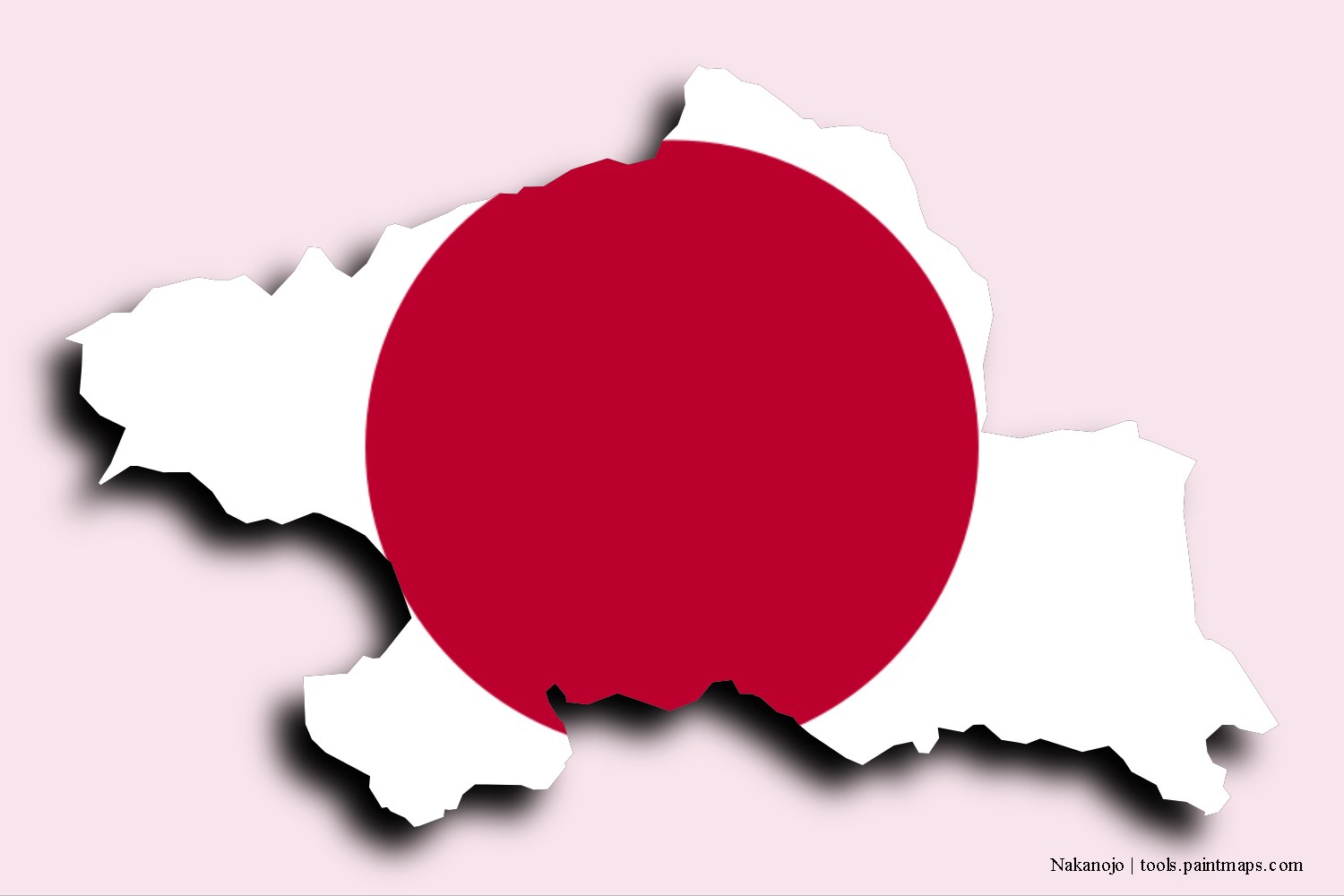 flag map of Nakanojo with 3D shadow effect