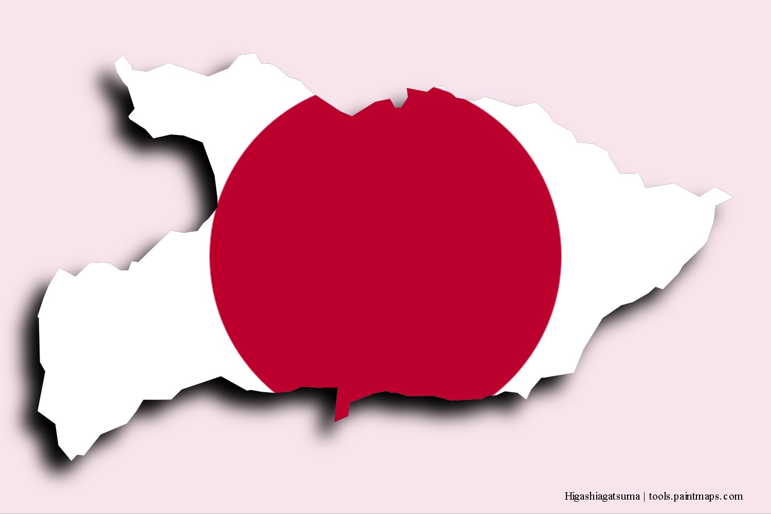 flag map of Higashiagatsuma with 3D shadow effect