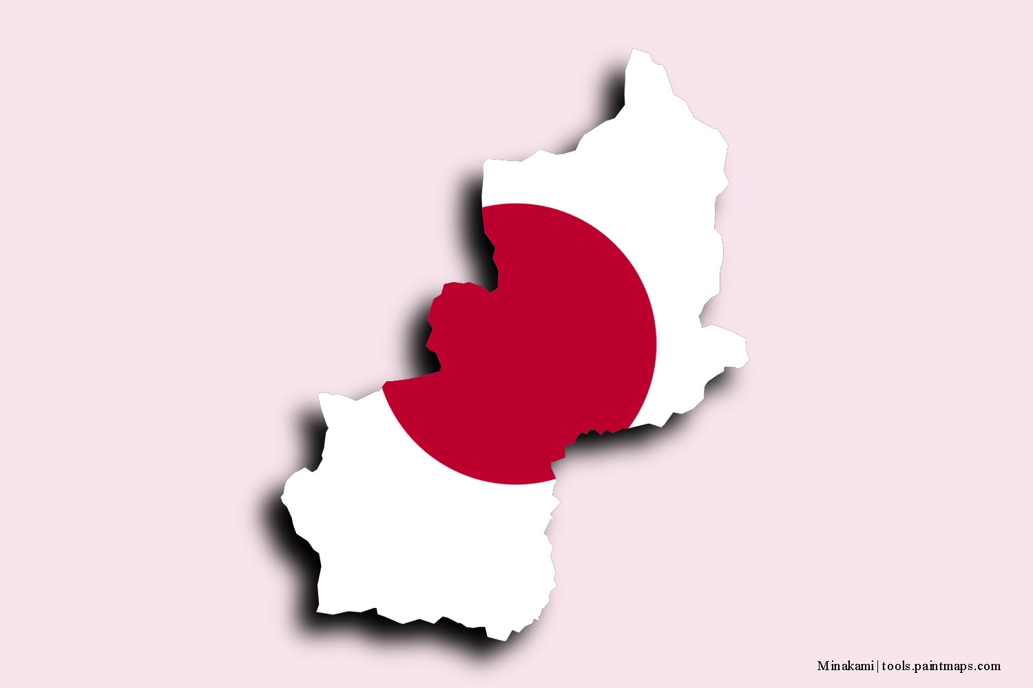 flag map of Minakami with 3D shadow effect