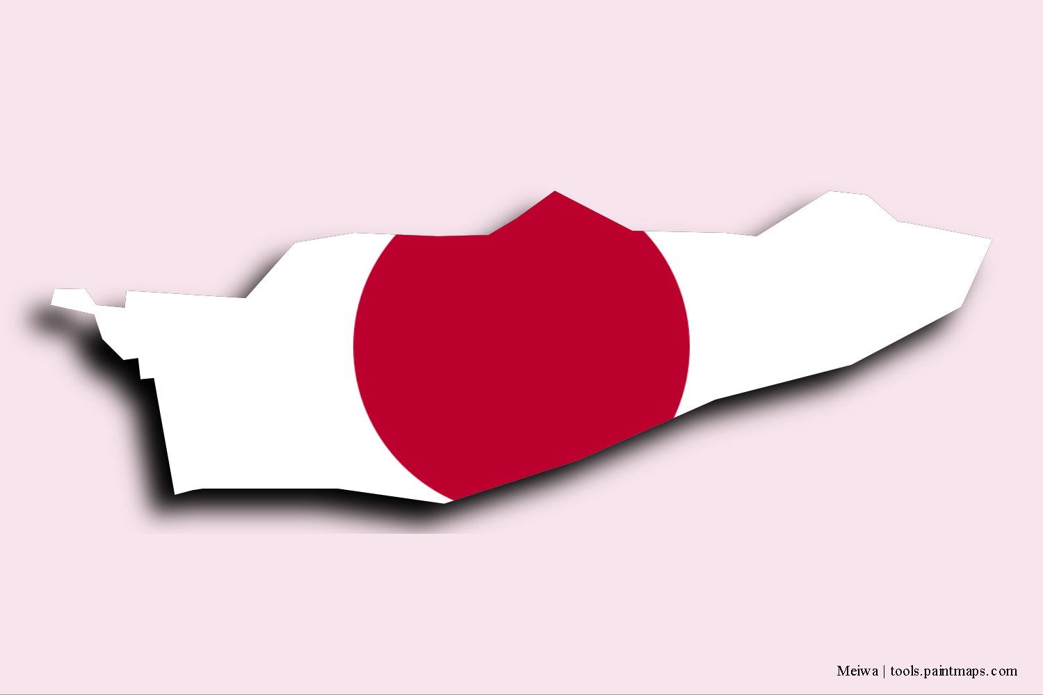 flag map of Meiwa with 3D shadow effect