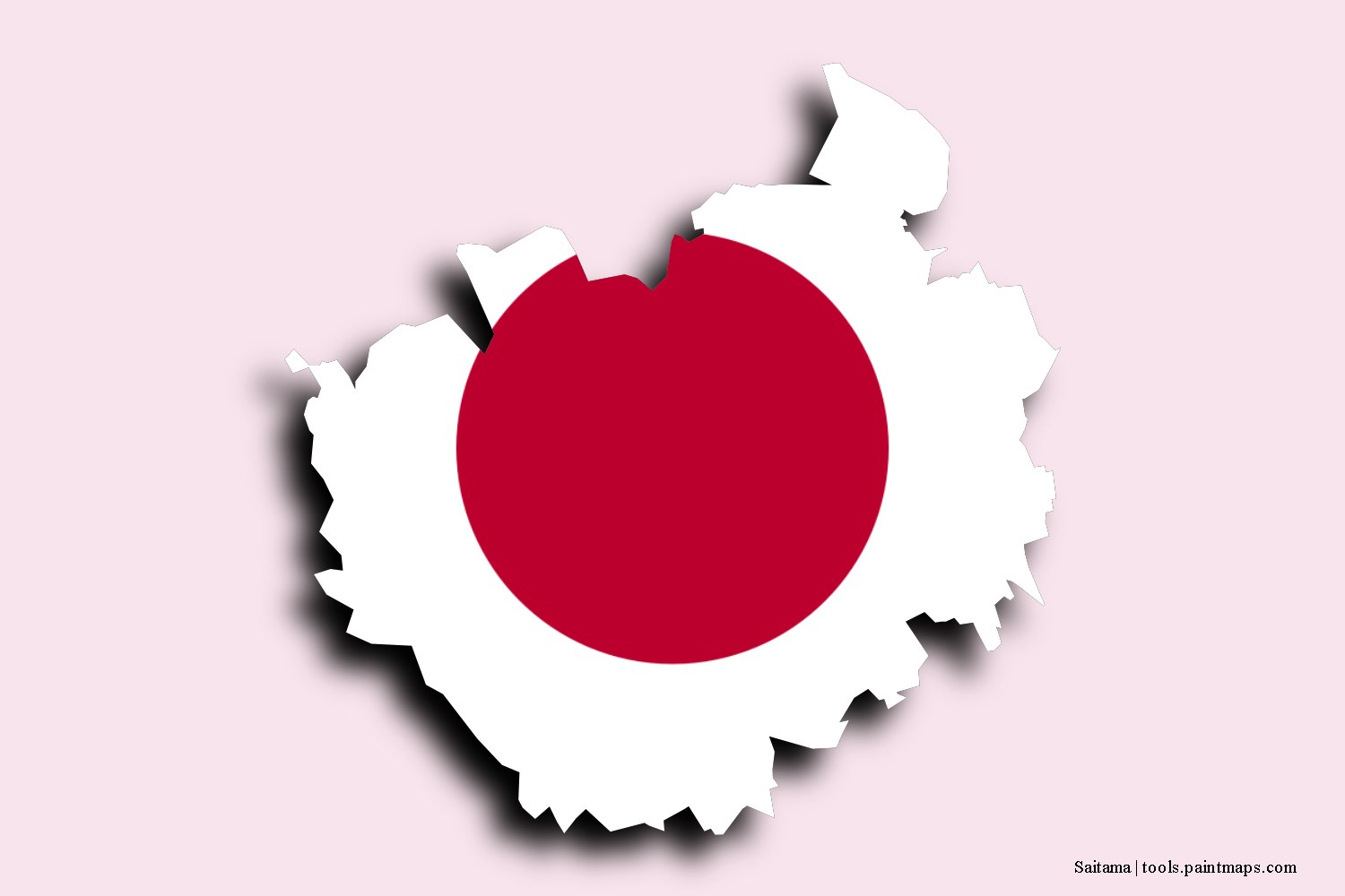 flag map of Saitama with 3D shadow effect