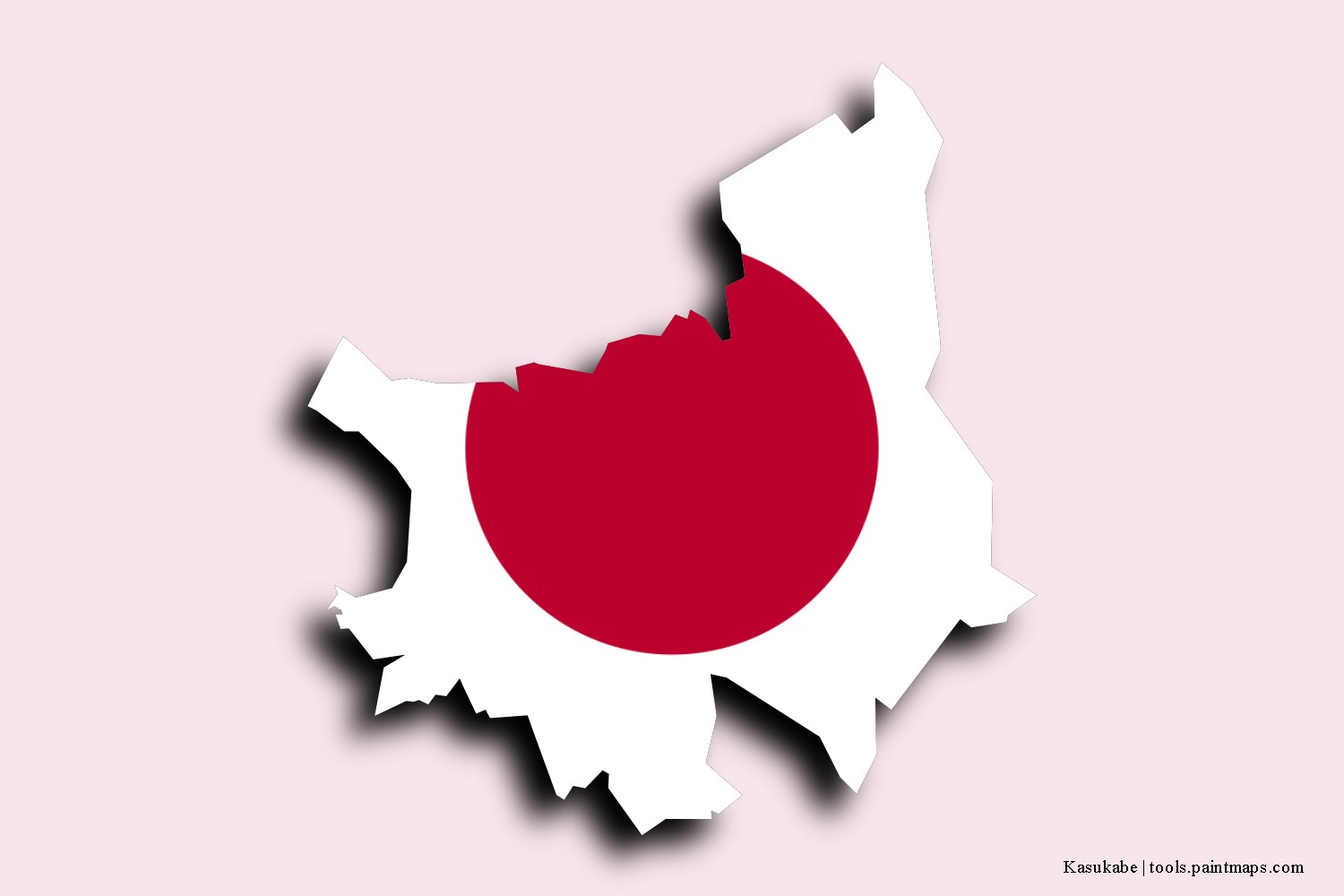 flag map of Kasukabe with 3D shadow effect