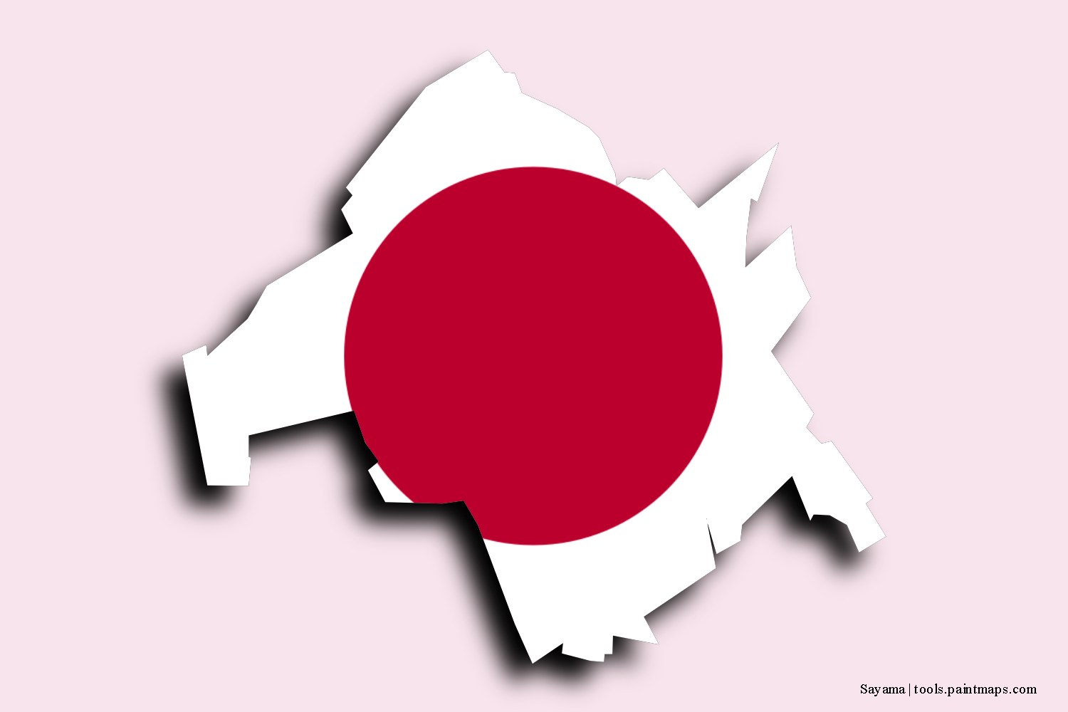 flag map of Sayama with 3D shadow effect