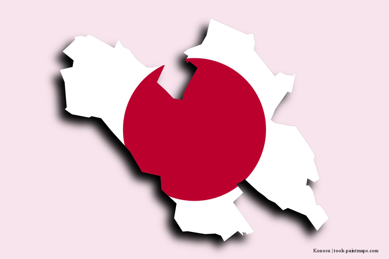 flag map of Konosu with 3D shadow effect